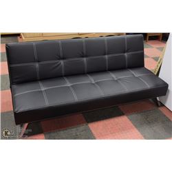 NEW WALLACE BLACK LEATHERETTE FOLD DOWN FUTON