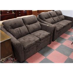 NEW DARK BROWN MICROFIBER SOFA  AND LOVESEAT