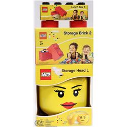 COLLECTIBLE 3PC SET RETIRED LEGO STORAGE CONTAINER