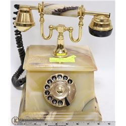 VINTAGE MARBLE AND BRASS DIAL TELEPHONE