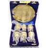 Image 1 : VINTAGE PORTABLE BRASS COMMUNION SET 6 CUPS WITH