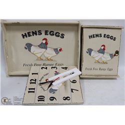 HENS EGG CLOCK TRAY & KEY BOX