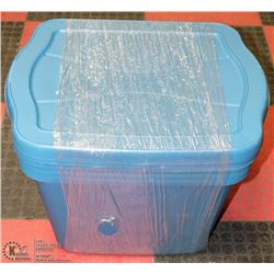 SET OF 4 BLUE RUBBERMAID 68-L STORAGE