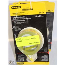 LOT OF 3 STANLEY 25'X1" REPLACEMENT TAPE BLADES