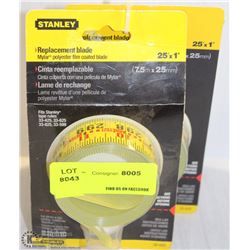LOT OF 3 STANLEY 25'X1" REPLACEMENT TAPE BLADES