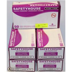 5 BOXES OF SAFETY HOUSE XXL POWDERED VINYL GLOVES