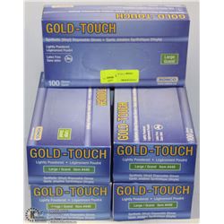 5 BOXES OF GOLD TOUCH POWDERED VINYL GLOVES LARGE