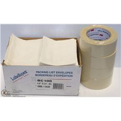 LOT OF PACKING LIST ENVELOPES AND MASKING TAPE