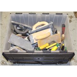 BIN OF CONCRETE & DRYWALL FINISHING TOOLS