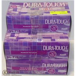 5 BOXES OF DURA-TOUCH POWDERED VINYL GLOVES SZ S