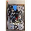 Image 1 : MISC BOX WITH TOP RING PARTS, HANDLE CRANK, ETC
