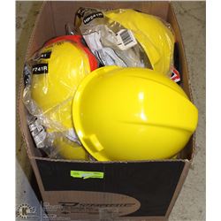 BOX OF YELLOW HARD HATS