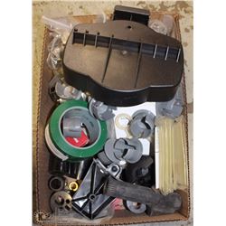 BOX OF GREEN TAPE, BOTTLE HANGING LOOPS, MISC