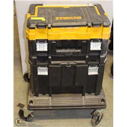 DEWALT 4 WHEEL ROLLING TOOL BOX WITH CONTENTS