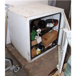 WHITE TOOL CABINET WITH ASSORTED COMMERCIAL
