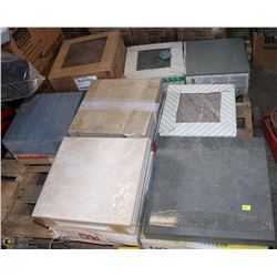 PALLET OF ASSORTED COLORED & TEXTURE CERAMIC AND
