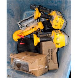 TOTE W/ DEWALT HAND TOOLS, BATTERY CHARGER &