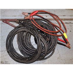LOT OF BOOSTER CABLES & WELDING CABLE