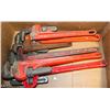 Image 1 : BOX OF 6 ASSORTED BRAND-NAME PIPE WRENCHES