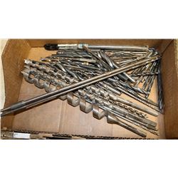 BOX OF AUGER BITS AND DRILL BITS