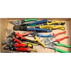 BOX OF ASSORTED TIN-SNIPS IN VARIOUS BRANDS,