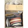 Image 1 : BOX FULL OF SANDING BELTS, ROLLS, VARIOUS GRIT