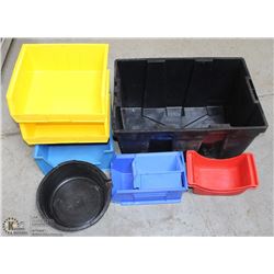 BOX OF VARIOUS SIZE STORAGE BINS
