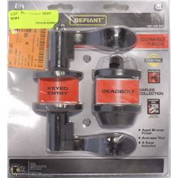 DEFIANT KEYED ENTRY DOOR HANDLE AND DEADBOLT