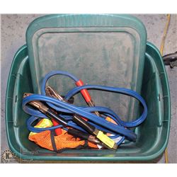 SMALL TOTE WITH SAFETY VEST AND BOOSTER CABLES