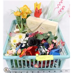 FLAT OF ARTIFICIAL FLOWER DECORATION AND