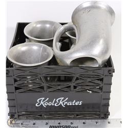 VINTAGE METAL SET OF 4 HORN SHAPED MUGS