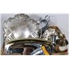 Image 1 : BOX OF SILVER PLATED, COPPER AND NICKEL SERVEWARE
