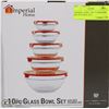 Image 1 : IMPERIAL HOME 10PC GLASS BOWL SET WITH RED LIDS