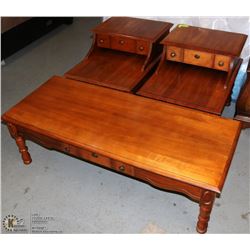 MAPLE COFFEE AND 2 END TABLES