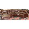 Image 1 : LARGE 5 PC BROWN BONDED LEATHER RECLINING CHAISE