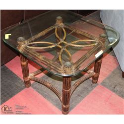 GLASS AND BAMBOO END PATIO TABLE