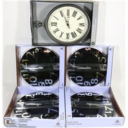 200) FLAT OF WALL CLOCKS. TOTAL 5.