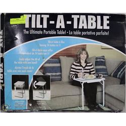 209) PORTABE TILT-A-TABLE IN BOX. NEW.