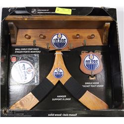 NEW NHL SOLID WOOD 3PCS OILERS HANGERS SET