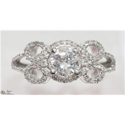 #2) 14K WHITE GOLD AND DIAMOND RING  WITH COA