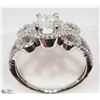 Image 2 : #2) 14K WHITE GOLD AND DIAMOND RING  WITH COA