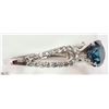 Image 3 : #3) 14KT WHITE GOLD BLUE DIAMOND RING WITH COA