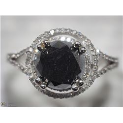 #10)14 WHITE GOLD AND BLACK DIAMOND RING WITH COA
