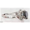Image 3 : #10)14 WHITE GOLD AND BLACK DIAMOND RING WITH COA