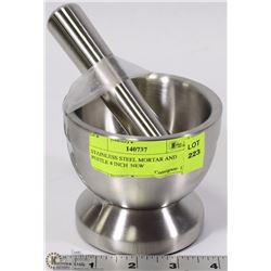 STAINLESS STEEL MORTAR AND PESTLE 4 INCH  NEW