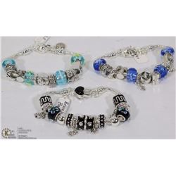 #6-3 ASSORTED COLOR PANDORA STYLE BRACELETS