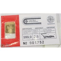 2.5G .999 GOLD BAR
