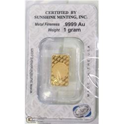 1G .999 GOLD BAR