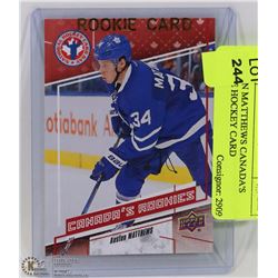 AUSTON MATTHEWS CANADA'S ROOKIE HOCKEY CARD