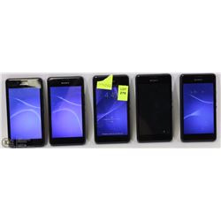 LOT OF 5 SONY XPERIA CELL PHONES (LOCKED TO BELL)
